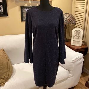 Women’s Lauren Ralph Lauren size 14 navy blue and silver trumpet sleeves